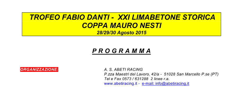 Programma XXI LIMABETONE STORICA – COPPA MAURO NESTI